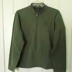Lands' End L/S Olive Green Lightweight Fleece 1/4 Zip Active Sweater - Large